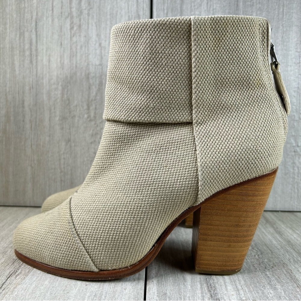 Rag & Bone Classic Newbury Canvas Cream Ankle Boot Heels Women’s Size 9 EUR 39 - Picture 1 of 10